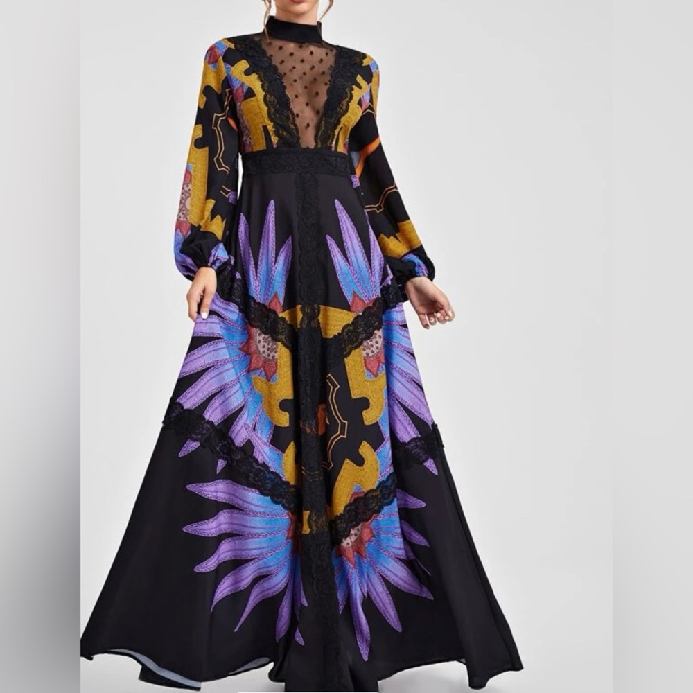 Elegant Contrast Mesh Dress